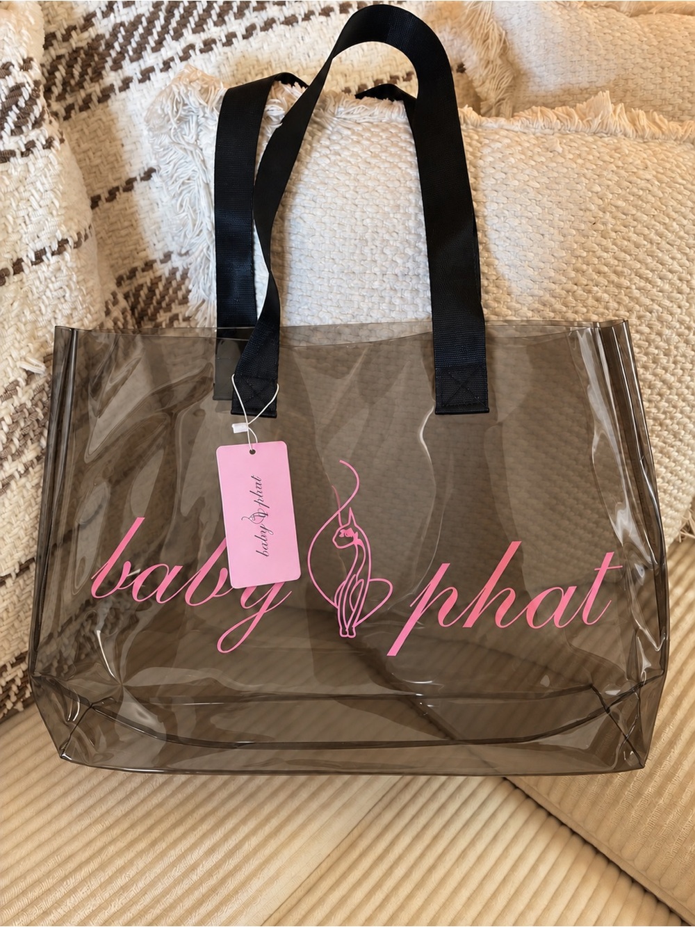 Baby Phat Smoky Clear Tote Bag with Pink Logo